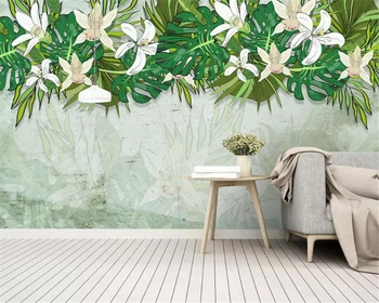Beibehang Özel Fotoğraf 3d Duvar Kağıdı Duvar 3D Modern El Boyalı Tropikal Yağmur Ormanları Muz Yaprakları duvar tablosu papier peint