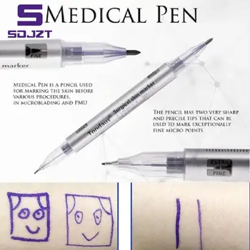 Beyaz Cerrahi Kaş Dövme Cilt işaretleyici kalem Aracı Aksesuarları dövme kalemi Kalem ölçüm cetveli Microblading Konumlandırma