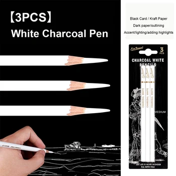 Beyaz Doğal Kömür Eskiz vurgulayıcı kalem Güzel Sanat Eserleri İçin Çok Yönlü Eskiz kalem seti
