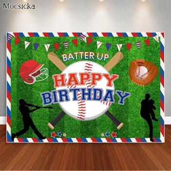 Beyzbol Mutlu Doğum Günü Zemin Afiş Parti Malzemeleri Erkek Çocuklar Gençler için Büyük Spor Temalı Fotoğraf Arka Plan Süslemeleri