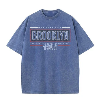 Brooklyn New York City 1986 Komik Goth Giyim Sokak Pamuk Spor Giyim Yaz moda tişörtler Büyük Boy Gevşek Erkek T Shirt