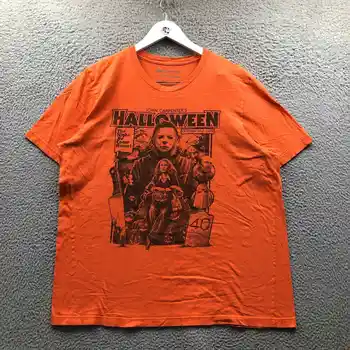 Cadılar Bayramı T-Shirt erkek XL kısa kollu ekip Boyun grafik turuncu