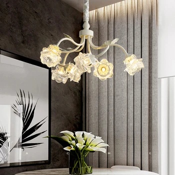 Cam çiçek şube romantik kolye ışıkları 2024 ev dekor LED tavan bağbozumu asılı lambalar yemek masası parlaklık yatak odası