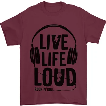 Canlı Hayat Loud Rock N Roll Gitar Müzik T-Shirt %100 % Pamuk