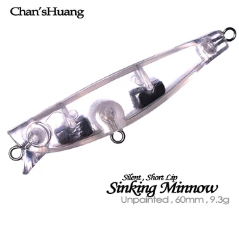 Chan'shuang 20 ADET Boyasız Boşlukları Yem 6cm 9.3 g Batan Sessiz Kısa Dudak Minnow DIY El Yapımı Yapay Balıkçılık sahte yemli olta takımı