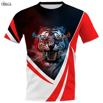 CLOOCL erkek Yaz T Shirt Kaplan Şerit Ekleme 3D Baskılı T Shirt Kısa Kollu Serin Grafik Tees Tops Dropshipping