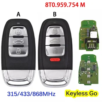 CN008088 akıllı anahtar Audi A6L Q5 A4L A8L 315/434 / 868mh 3/4 Düğme Anahtarsız Uzaktan 2012-2016 Anahtar Fob Parça No: 8T0.959. 754 M