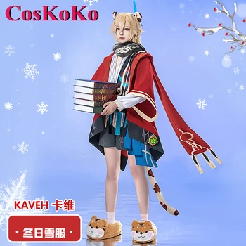 CosKoKo Kaveh Cosplay Anime Oyunu Genshin Darbe Kostüm Moda Kış Kar Takım Elbise Cadılar Bayramı Partisi Rol Oynamak Giyim S-XL Yeni