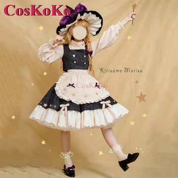 CosKoKo Kirisame Marisa Cosplay Oyunu Touhou Projesi Kostüm Tatlı Şık Muhteşem Üniforma Cadılar Bayramı Karnaval Rol Oynamak Giyim