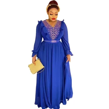 Daishiki Afrika Abiye Kadınlar için 2023 Yeni Zarif Müslüman Moda Kaftan Maxi Elbise Artı Boyutu Bayanlar Parti Giyim