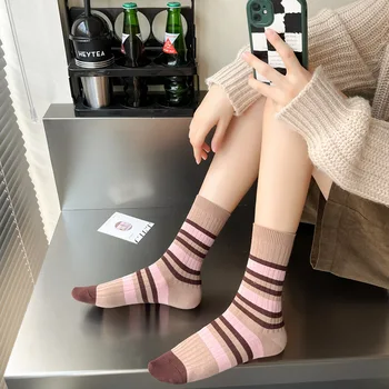 DeanFire Yeni Moda Kawaii Şeritler Çorap Nefes Pamuk Sevimli orta Çorap Bayanlar Kızlar için