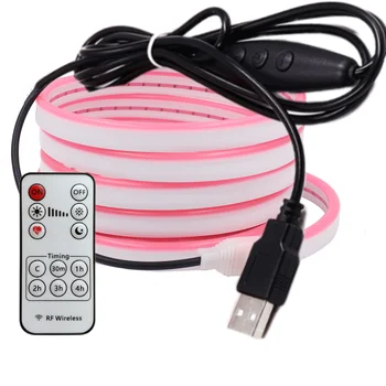 Dimer led'li şerit ışık 5 V USB esnek Neon bant 2835 120 LEDs/m Neon ışık su geçirmez LED şerit halat ışık ıle ON/OFF anahtarı