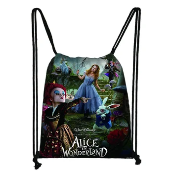 Disney Alice İn Wonderland Baskı İpli Çanta Erkek Kız Saklama Torbaları Genç Rahat Sırt Çantası Çocuklar Gizli Sakli Konusmalar Hediye