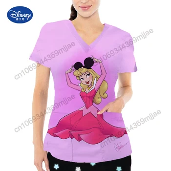 Disney Cep V Yaka Japon Y2k Kadınlar için Tops 2023 Giyim Kadın Grafik T Shirt Bayan Üstleri ve Bluzlar Yk2 Kırpma Üst Tee