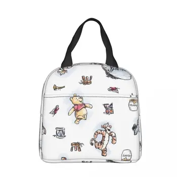 Disney Karikatür Winnie The Pooh Yalıtımlı Öğle Yemeği soğutucu çanta Çanta yemek kutusu Kaplan Taşınabilir Tote yemek kabı Gıda Çanta Plaj
