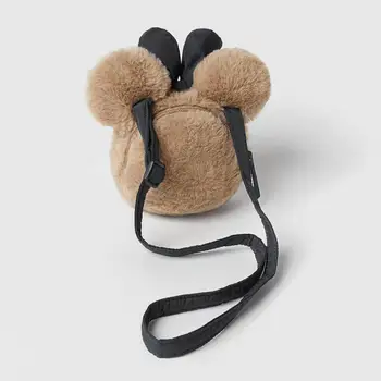 Disney kış yeni Mickey yay haki peluş yay mini mini çocuk yürümeye başlayan yumuşak crossbody küçük çanta