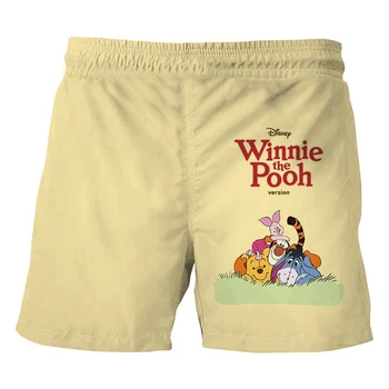 Disney Winnie the Pooh plaj şortu Erkek Spor Şort Rahat moda pantolon Yaz yüzme şortu Nefes Gevşek plaj şortu
