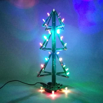 DIY Müzik Noel Ağacı Lehimleme Kiti Yanıp Sönen LED 3D Noel Ağacı Elektronik Set