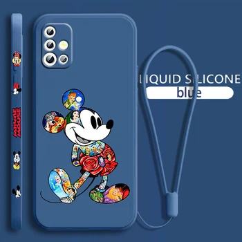 Dövme Mickey Mouse Samsung Galaxy A71 A51 A81 A91 A41 A31 A21S A11 A01 A50 A30 A20S Sıvı Sol Halat telefon kılıfı Coque Çapa