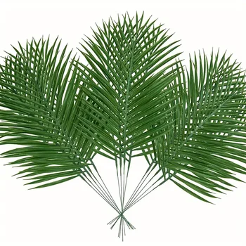 Düğün için yapay Yeşil Palmiye Yaprakları, Sahte Tropikal Palmiye Yaprakları, Açık Sahte Palmiye Yaprakları, Ev Dekorasyonu, İlkbahar, Yaz, 15 Adet