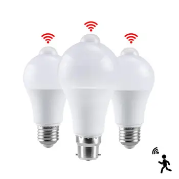 E27 LED hareket sensörlü LED Ampul 20W 18W 15W 12W LED lamba PIR sensörlü ışık Otomatik AÇIK / kapalı Gece Lambası Ev park lambası 220V