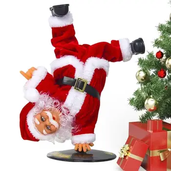 Elektrikli Amuda Kalkma Noel Baba Bebek Dans Noel Partisi Dekorasyon Hip-Hop peluş oyuncaklar Elektrikli Dönen Noel Baba Bebek Oyuncak Masa