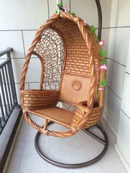Endonezya doğal rattan asılı sepet salıncak sandalye balkon düzeni alanı kapalı ve açık rattan tek ve çift ev sallanan