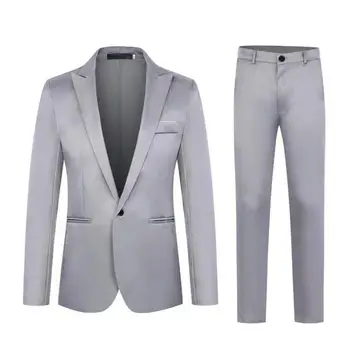 Erkek Blazer Pantolon Takım Elbise takım elbise Düğün Takım Elbise Slim Fit Ofis Takım Elbise Moda İş Görüşmesi Beyefendi Takım Elbise İnce 2 Parça Set