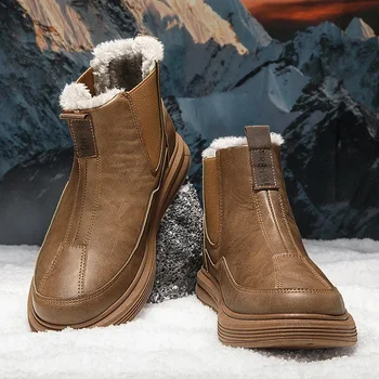 Erkek Kar Botları Kış Artı Pamuk Sıcak Tutmak Açık kaymaz Yumuşak Rahat Slip-on Basit Moda Moda Tüm Maç erkek ayakkabısı