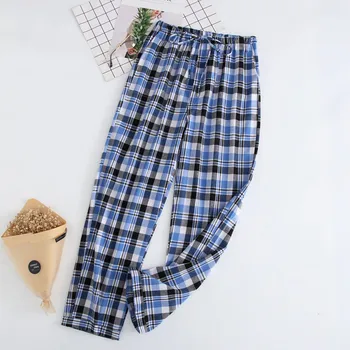 Erkek Moda Rahat Büyük Ekose Dantel Pamuk Dışında Takılabilir Pijama Ev Pantolon Pijama set pijama gecelik uyku