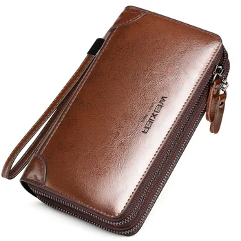 Erkek pu çift tutma çantası çok fonksiyonlu cüzdan iş uzun el kapmak çanta