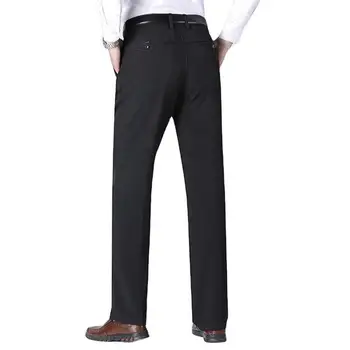 Erkekler Ofis İş Pantolonu Kalın Peluş erkek Takım Elbise pantolonu Yumuşak Cepler ile Orta Bel Fermuar Kapatma Resmi İş Tarzı Babalar için