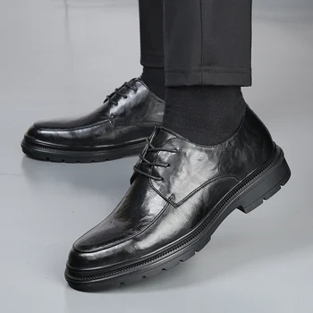 Erkekler Resmi Ayakkabı Lace Up Oxfords Deri Moda Trendleri Damat Düğün Ayakkabı Erkekler Açık İş Kalma Parti Ofis Oxford Ayakkabı