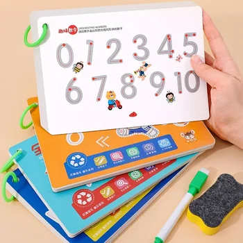 Eğitim Kitabı Çocuk Montessori Yeniden Kullanılabilir Büyülü İzleme Çalışma Kitabı Sihirli Pratik Defterini Kontrol Çizim Eğitim Kırtasiye