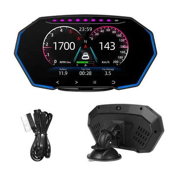 F11 Araba HUD GPS Head Up Display Saat Kilometre Takometre Test Cihazı Alarmı OBD2 Teşhis Testi kart bilgisayar Aksesuarları 4