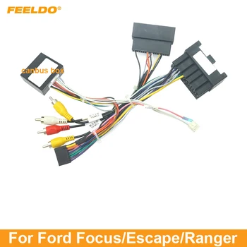 FEELDO 10 Takım Araba 16pin Ses Kablo Demeti Canbus Box Ford Focus Escape Için Satış Sonrası Stereo Kurulum Tel Adaptörü