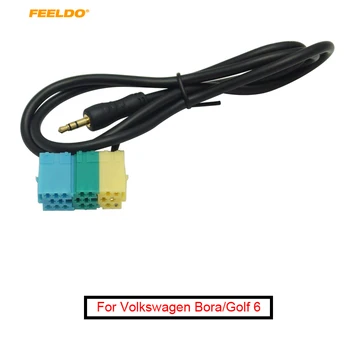 FEELDO 5 Adet Araba Ses Radyo 3.5 mm AUX-İN Adaptör Kablosu Volkswagen Bora Golf 6 Için Video Dönüştürme Kablosu Fişi # FD5671
