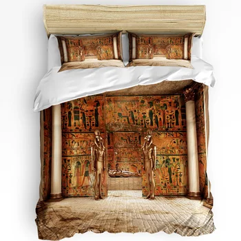 Firavun'un mezarı Mısır Altın Mezar nevresim takımı 3 adet Nevresim Yastık Kılıfı Çocuk Yetişkin Nevresim Çift yatak takımı Ev Tekstili