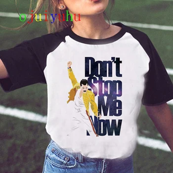 Freddie Mercury T Shirt Kadın Kraliçe Yaz Komik Tee Vintage Ulzzang Tshirt Gotik Kadın Giyim T-shirt Rahat 90s Femme