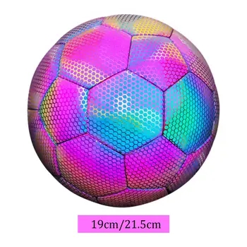 Futbol topu yansıtıcı holografik gençler PU deri futbol açık havada spor