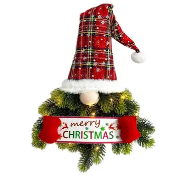 Gnome noel ağacı suni çam iğnesi noel ağacı ışıkları ile küçük Noel ağacı tatil Gnome süs noel