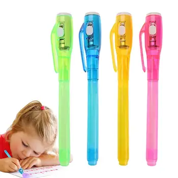 Görünmez Mürekkep Kalem İzleyici işaretleyici kalem 4 Adet UV Kalem keçeli kalem Çok Fonksiyonlu LED Gizli Mesaj Okul Birleşimi İçin