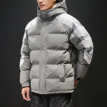 Güzel Kalınlaşmak Erkekler Kış Ceket Boy Parkas Harajuku Kore Tarzı Erkek Sıcak Ceketler Standı Yaka Giyim Sıcak Pamuk Parkas