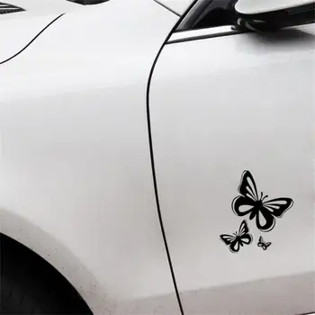 Güzel Kelebekler Araba Çıkartmaları Moda Vinil Araba Styling Çıkartmaları Siyah / Beyaz Otomatik Vücut Pencere Çıkartması Araba Aksesuarları