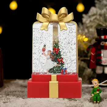Hediye kutusu şekli noel ışık noel ağacı ışık 3d Noel baba kardan adam ağacı Glitter Sequins şenlikli gece lambası noel için