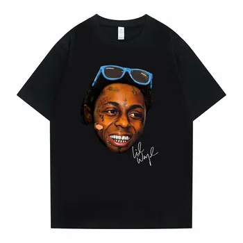 Hip Hop Rapçi Lil Wayne Büyük Boy Grafik T Shirt erkek Moda Streetwear Adam Vintage Saf Pamuklu T-shirt Erkek Harajuku Tee