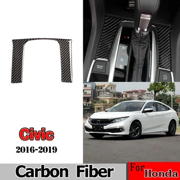 Honda Civic için (FC / FK) 2016-2019 Gerçek Karbon Fiber 3D Sticker Vites Paneli Kapak Trim İç Araba Aksesuarları