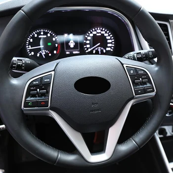 Hyundai Tucson 2015 için 16 17-2019 ABS Mat Araba direksiyon Düğmesi Dekorasyon krom çerçeve Trim Araba Styling Aksesuarları 2 adet