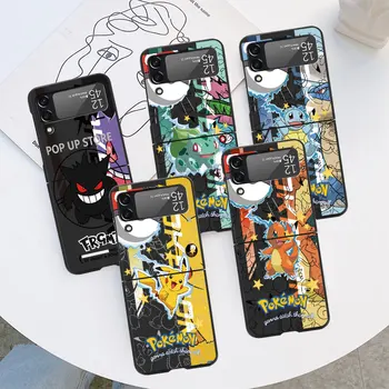 Ince Katlanır samsung kılıfı Galaxy Z Flip3 Flip 4 Flip4 5G Flip 5 Moda cep telefonu Kapak Fundas Komik Anime Pokemon