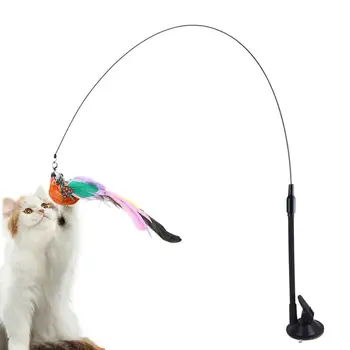 Interaktif Kedi Oyuncak Süper Vantuz ile Interaktif Kedi Oyuncak Kedi Sopa Oynayan Yavru Teaser Değnek Oyuncak Kapalı Egzersiz için